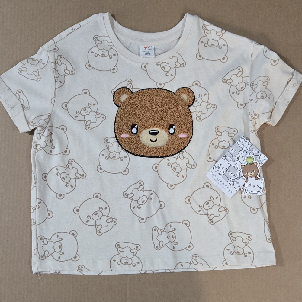 Uniqlo Beige Bear Pattern Kids Tee